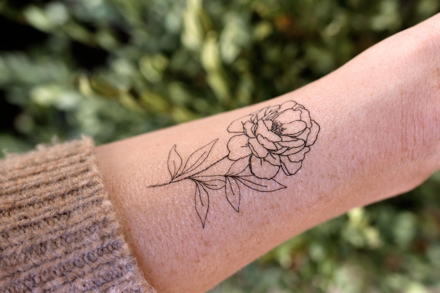 September - Peony Temporary Tattoos