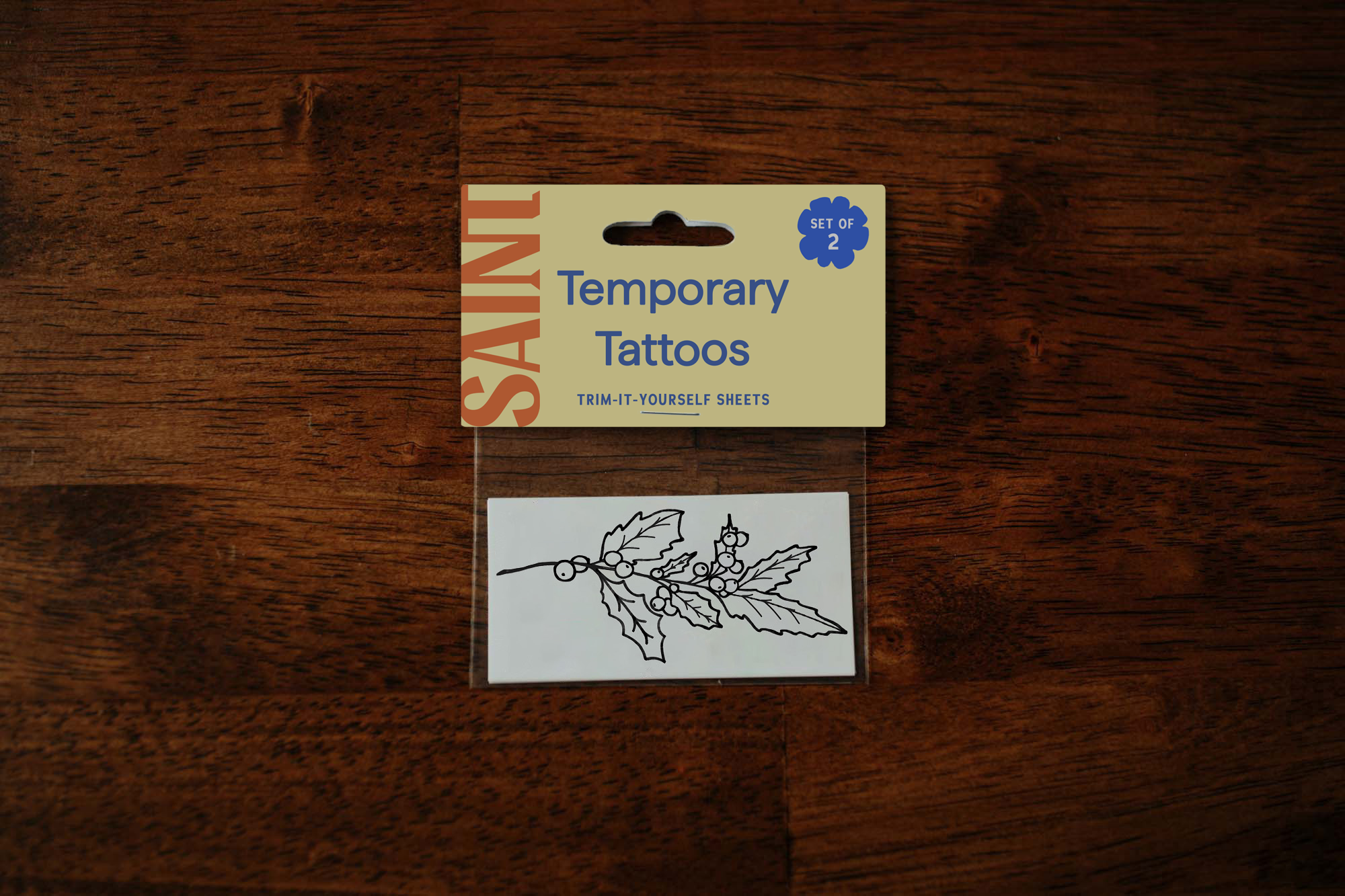 December - Holly Temporary Tattoos