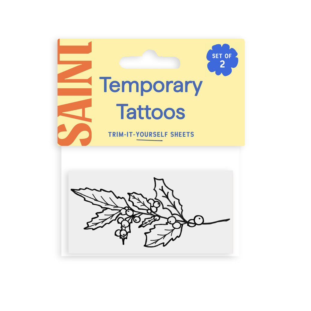 December - Holly Temporary Tattoos