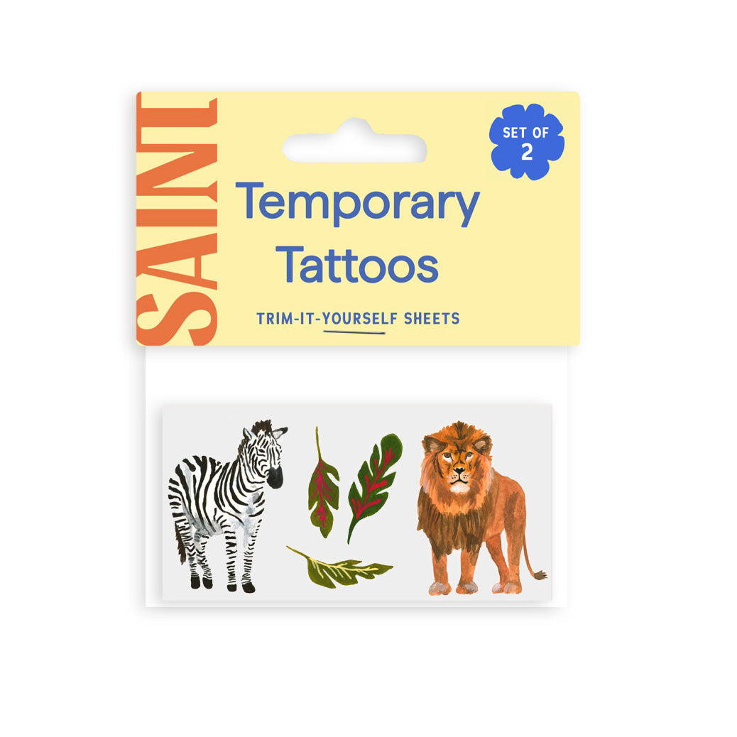 Lion + Zebra Temporary Tattoos
