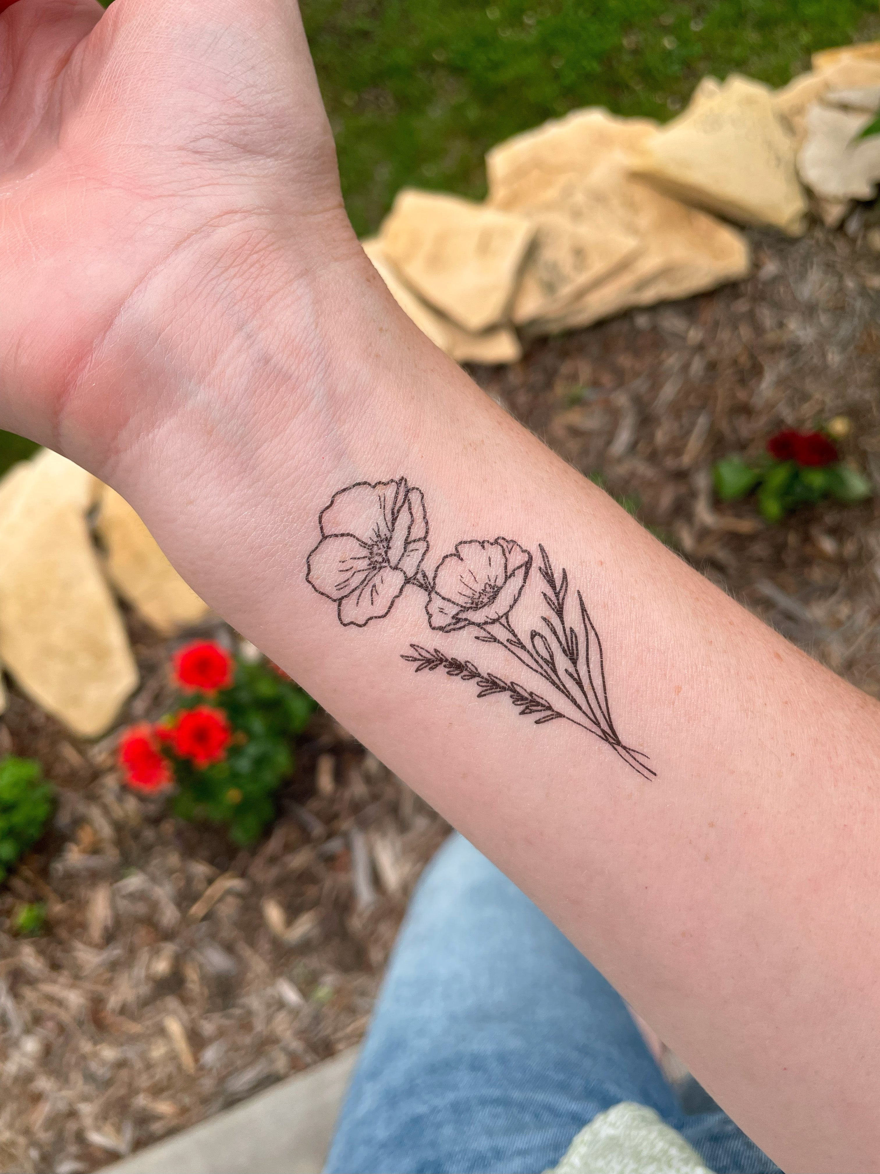 Golden Poppy Temporary Tattoos