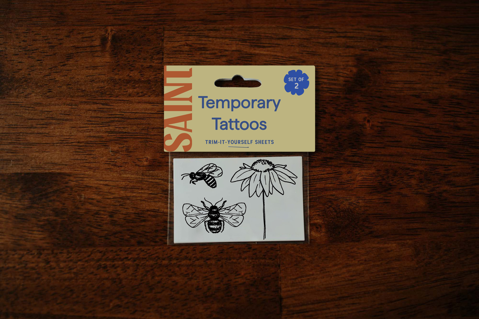 Coneflower + Honeybees Temporary Tattoos