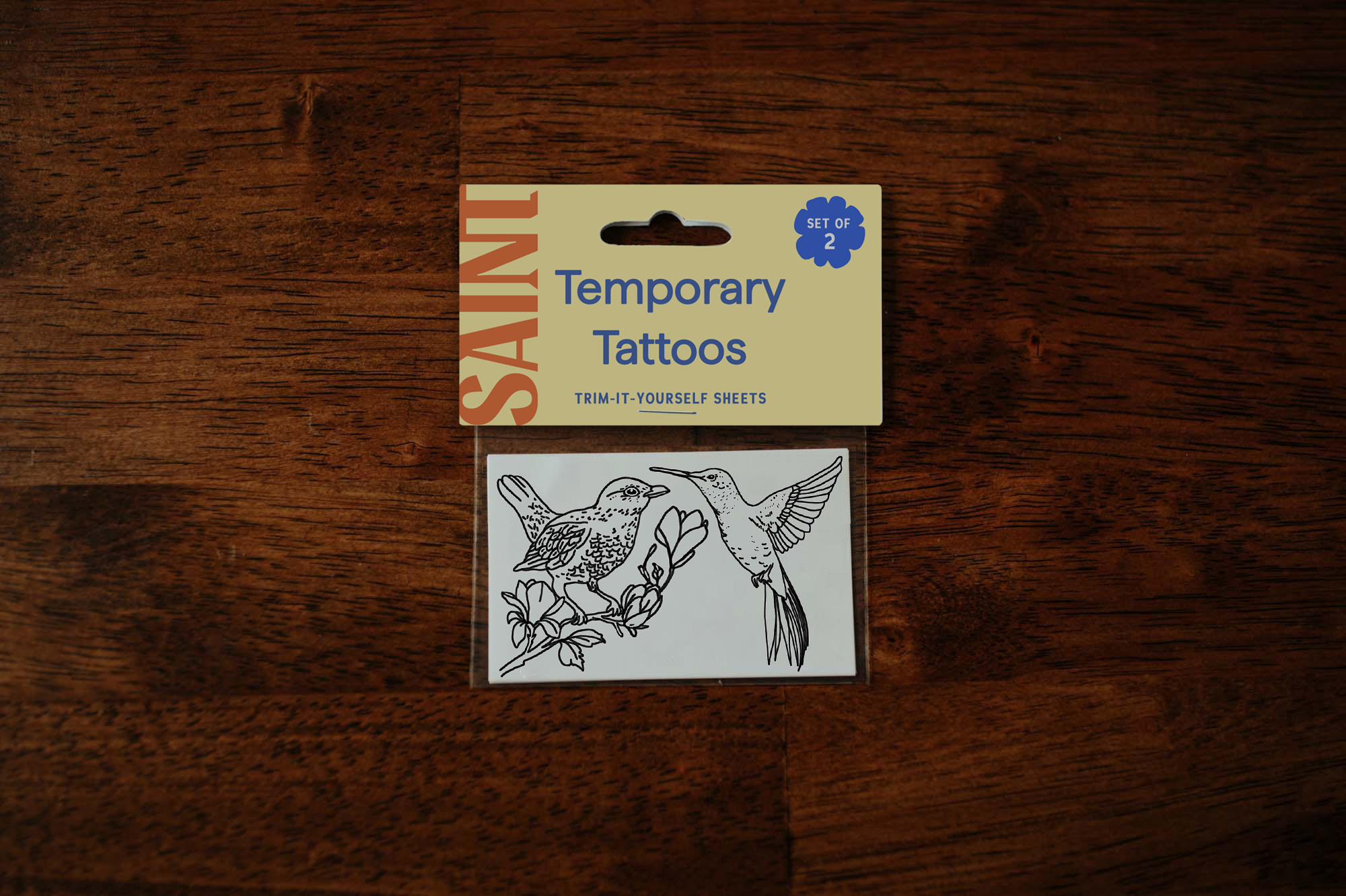Blackbird and Hummingbird Temporary Tattoos